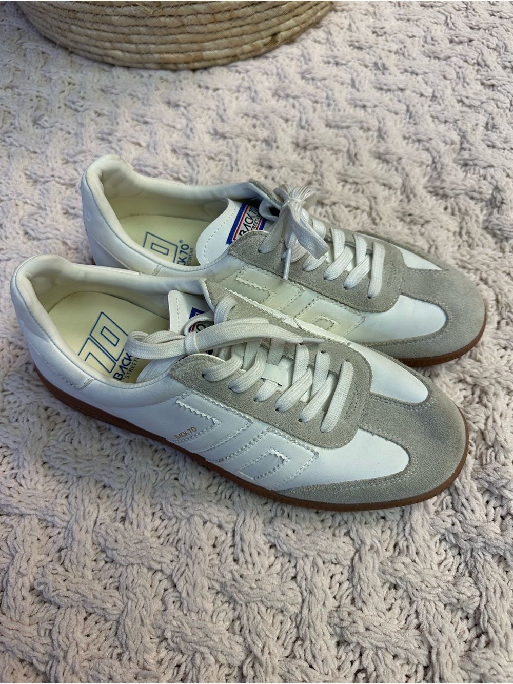 Women’s White & Light Gray Retro Trainer Sneakers